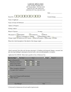 CITY OF DELAWARE CITY APPLICATION FORM