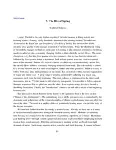 Table of Contents  7. The Rite of Spring Stephen Edelglass  Listen! Pitched in the very highest register of the solo bassoon, a lilting melody and