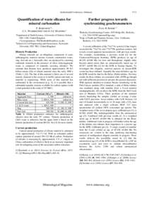 Goldschmidt Conference Abstracts  Quantification of waste silicates for mineral carbonation P. RENFORTH1*, C-L. WASHBOURNE2AND D.A.C MANNING2