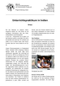 VIA e.V. Verein für internationalen und interkulturellen Austausch Programmleitung Indien  Paula Bethge