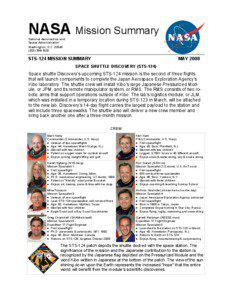 NASA Mission Summary National Aeronautics and Space Administration