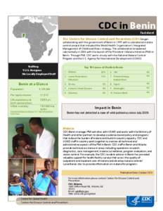 HIV/AIDS  CDC in Benin Factsheet  The Centers for Disease Control and Prevention (CDC) began