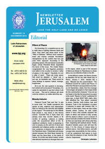 JERUSALEM newsletter l o v e t h e H o ly l a n d a n d b e l o v e d  N u m b e r 18