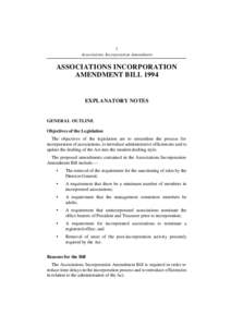 1 Associations Incorporation Amendment ASSOCIATIONS INCORPORATION AMENDMENT BILL 1994