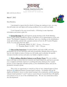 1901 Fairview St., Berkeley, CA[removed]Telephone: ([removed]Fax: ([removed]Office of the Executive Director  March 7, 2012