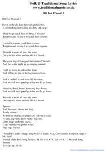Folk & Traditional Song Lyrics - Old Fox Wassail 2