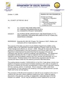 October 17, 2008  REASON FOR THIS TRANSMITTAL ALL COUNTY LETTER NO[removed]