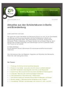 GenaU Newsletter NrAktuelles aus den Schülerlaboren in Berlin und Brandenburg