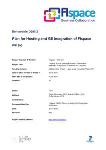 Deliverable D300.2  Plan for Hosting and GE integration of FIspace WP 300  Project Acronym & Number: