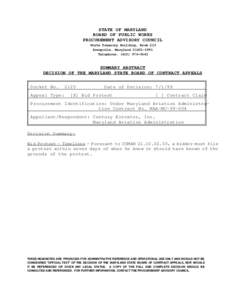 STATE OF MARYLAND BOARD OF PUBLIC WORKS PROCUREMENT ADVISORY COUNCIL State Treasury Building, Room 213 Annapolis, Maryland[removed]Telephone: ([removed]