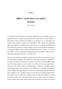 Chapter 1  BRICS – South Africa’s way ahead? Summary Ron Sandrey