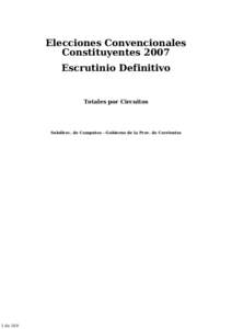 Elecciones Convencionales Constituyentes 2007 Escrutinio Definitivo Totales por Circuitos