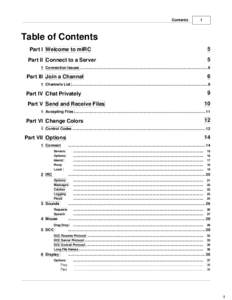 Contents  I Table of Contents Part I Welcome to mIRC