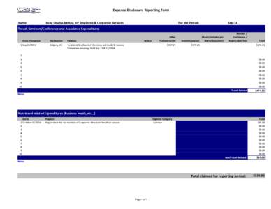 Expense Disclosure Reporting Form Name: Roxy Shulha-McKay, VP Employee & Corporate Services  For the Period: