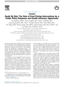 Death By Diet: The Role of Food Pricing Interventions As a Public Policy Response and Health Advocacy Opportunity