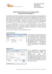 GLS Software & Systeme Gerold LübbenUplengen www.vereinsmeister.de  Online-Bestandsmeldung an den Landessportbund