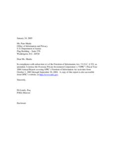 January 24, 2005 Ms. Pam Maida Office of Information and Privacy U.S. Department of Justice Flag Building – Suite 570 Washington, D.C[removed]