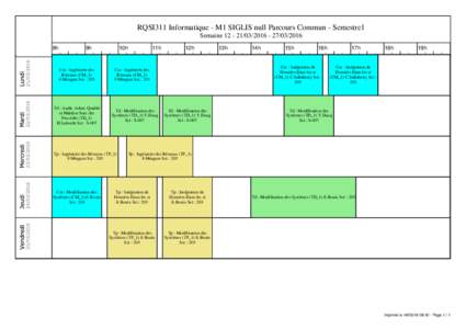 RQSI311 Informatique - M1 SIGLIS null Parcours Commun - Semestre1 Semaine8h 9h