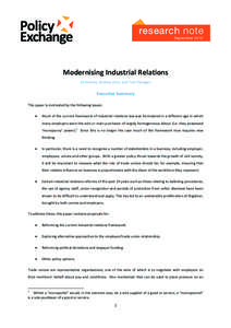 research note September[removed]Modernising Industrial Relations
