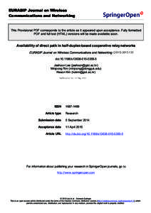 EURASIP Journal on Wireless Communications and Networking This Provisional PDF corresponds to the article as it appeared upon acceptance. Fully formatted PDF and full text (HTML) versions will be made available soon.  Av