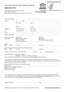 Associated Schools Project Network (ASPnet): application form; 2007