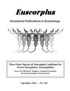 Geography of Greece / Greece / Thasos / Crete / East Macedonia and Thrace / Lectotype / Mount Athos / E Carinae / Scorpions / Macedonia / Euscorpius