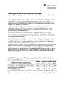 Utveckling av substitutionsvård för opiatberoende resultat från en pilotstudie av lokal missbruksvård i fyra nordiska länder  Syftet med Nordens Välfärdscenters forsknings- och utvecklingsprojektet NoLoM (Nordisk 