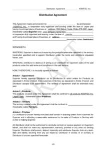 Distribution Agreement  KEMITEC Inc. Distribution Agreement