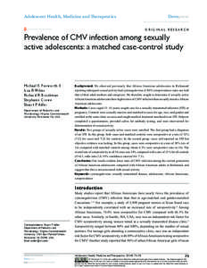 Medicine / Human behavior / Human sexuality / Infections specific to the perinatal period / Congenital cytomegalovirus infection / Human cytomegalovirus / Adolescence / Cytomegalovirus vaccine / Sexually transmitted disease / Herpesviruses / Viral diseases / Microbiology