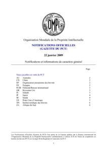 Notifications officielles (PCT Gazette)