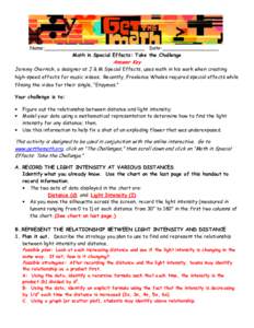 Math in Special Effects Take the Challenge Answer Key FINAL[removed]