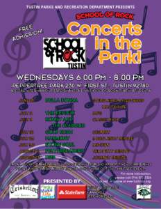 TUSTIN PARKS AND RECREATION DEPARTMENT PRESENTS  SCHOOL OF ROCK E FRE N!