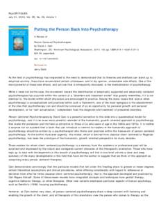 Putting the Person Back Into Psychotherapy
