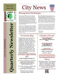 Volume 7 Issue 4 October 1, 2014 City News  Quarterly Newsletter