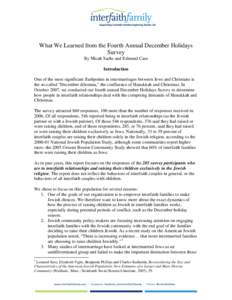 What We Learned from the 2007 December Holidays Survey