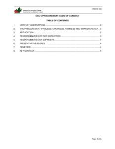 (R2014-05)  DCC’s PROCUREMENT CODE OF CONDUCT TABLE OF CONTENTS 1.
