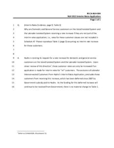 IR‐CA‐NLH‐004  NLH 2013 Interim Rates Application   Page 1 of 1  1   Q. 