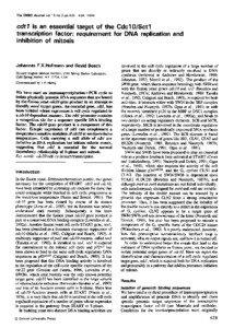 The EMBO Journal vol.13 no.2 pp[removed], 1994  cdt 1 is an essential target of the Cdc 1 O/Sct 1