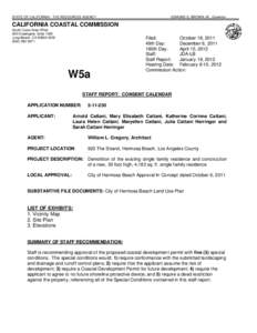 California Coastal Commission Staff Report and Recommendation Regarding Permit Application No[removed]Cattani, Hermosa Beach)