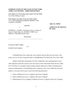 SUPREME COURT OF THE STATE OF NEW YORK APPELLATE DIVISION - THIRD DEPARTMENT ________________________________________________ In the Matter of a Proceeding under Article 70 of the CPLR for a Writ of Habeas Corpus, THE PE