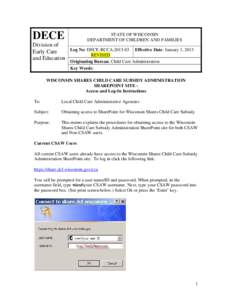 TAM: DECE-BCCA[removed]WI Shares CC Subsidy Admin SharePoint Site Access and Log-In Instructions