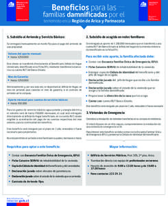 Beneficios para las  familias damnificadas por el terremoto en la Región de Arica y Parinacota  1. Subsidio al Arriendo y Servicio Básicos: