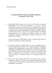 5 Septembre[removed]Le groupe Bolloré cède ses activités maritimes