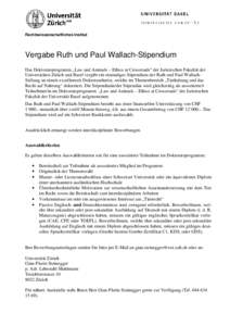 Vergabe Ruth und Paul Wallach-Stipendiumx