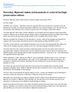 globalpost.com http://www.globalpost.com/dispatch/news/xinhua-news-agency[removed]roundup-myanmar-makes-achievements-culturalheritage-preserv Roundup: Myanmar makes achievements in cultural heritage preservation efforts R