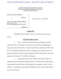 Case 1:15-cvSEB-TAB Document 1 FiledPage 1 of 11 PageID #: 1  IN THE UNITED STATES DISTRICT COURT FOR THE SOUTHERN DISTRICT OF INDIANA INDIANAPOLIS DIVISION