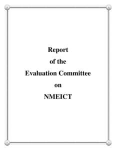 Report of the Evaluation Committee on NMEICT