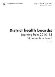 District health boards: Learning from 2010–13 Statements of Intent