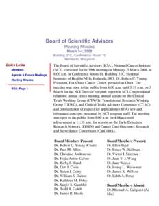 NCIDEA: Board of Scientific Advisors Meeting Minutes of March 3-4, 2008