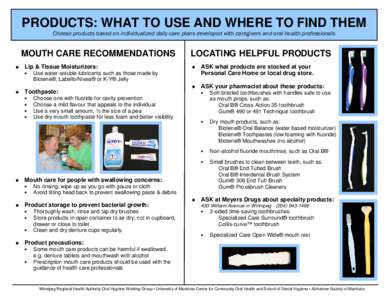 Microsoft Word - WRHA Mouth Care is Important - Products Info Sheet April 2011.doc